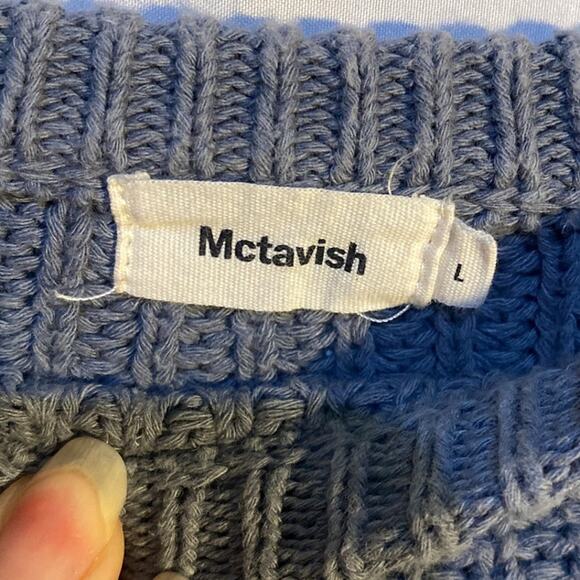 Mctavish Womens Large Knit Sweater Linen Organic Cotton Blue - Picture 5 of 7